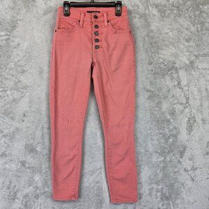Lucky Brand High Rise Bridgette Crop Skinny Jeans Womens 00 24 Pink Button Fly